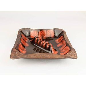Vintage MCM Orange Lava Fire Ashtray | Large 1960s Porcelain California Pottery